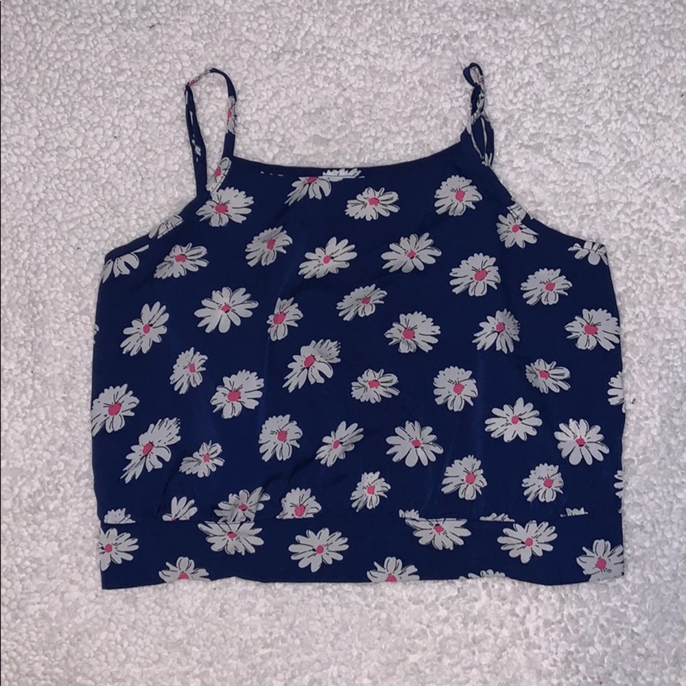 🌺Blue Flower Cropped Tank